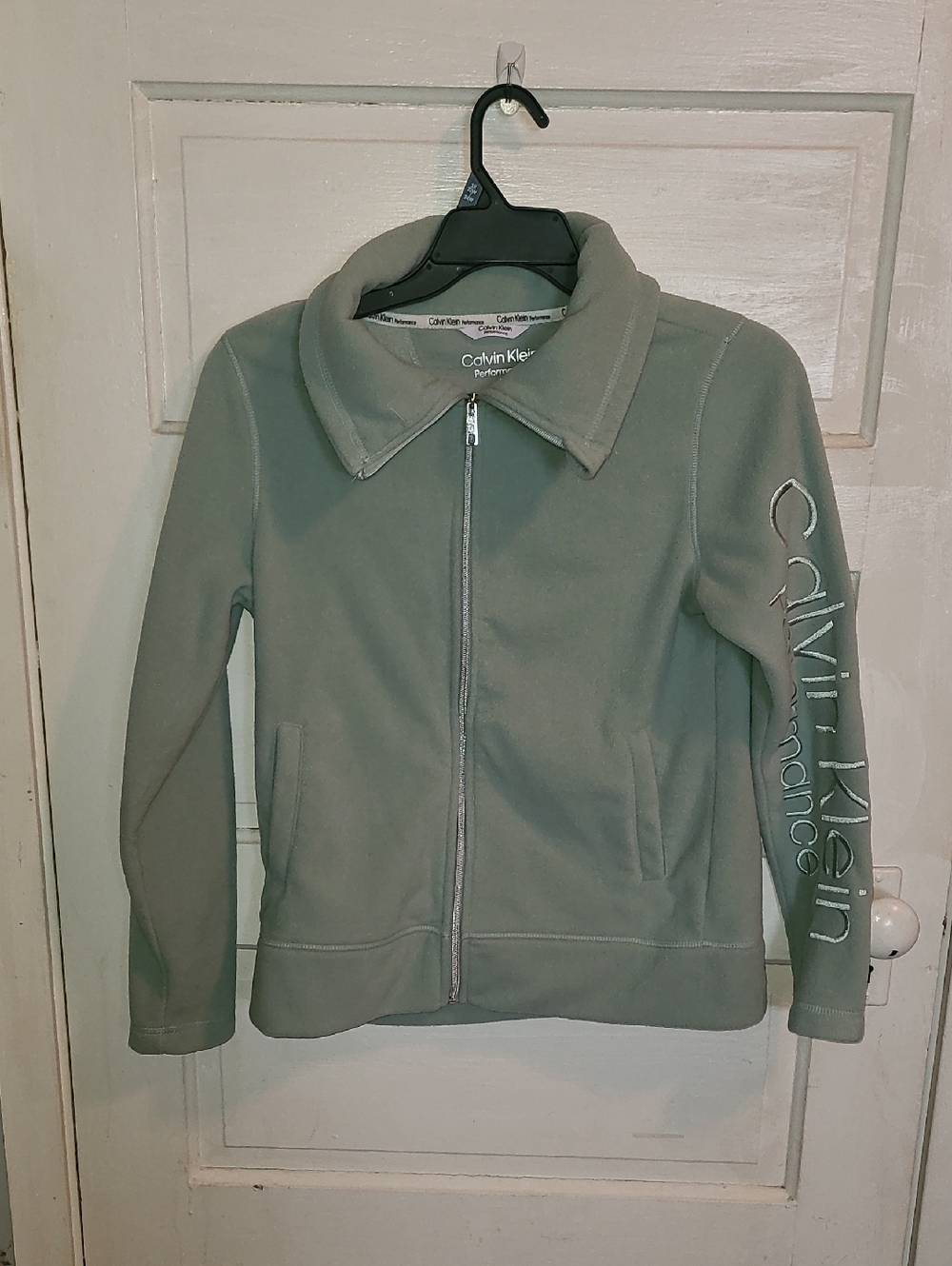 Calvin Klein Light Sage Green Zip Fleece Jacket